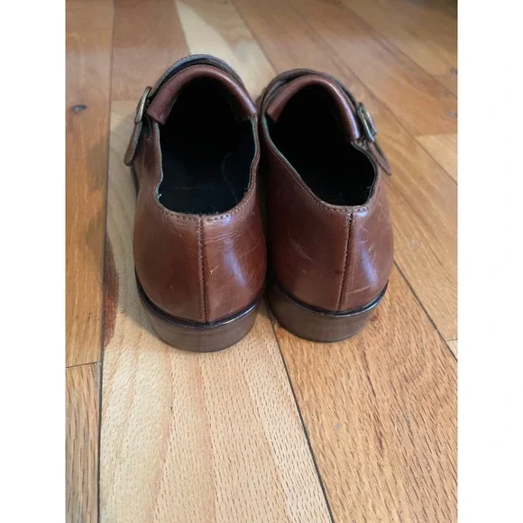 Vintage Leather Joan & David Handmade in Italy Brown Oxford 7.5 Narrow Fringe - Picture 6 of 8
